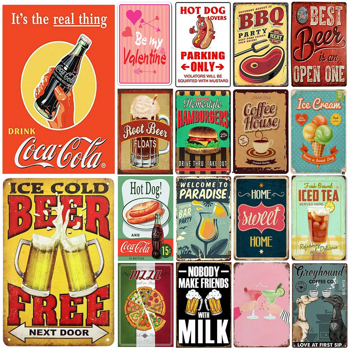 Coffee Tea Poster - Metal Tin Signs Wall Decor para