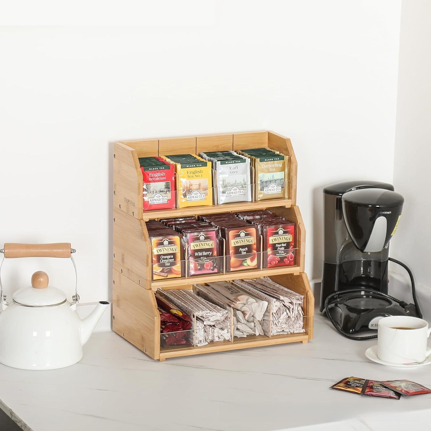 Coffee Tea Display - Caixa Organizadora de Chá em Bambu