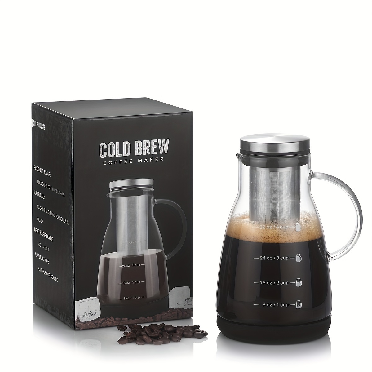 Coffee And Tea Glass - Jarra de Vidro Clássica de 24oz