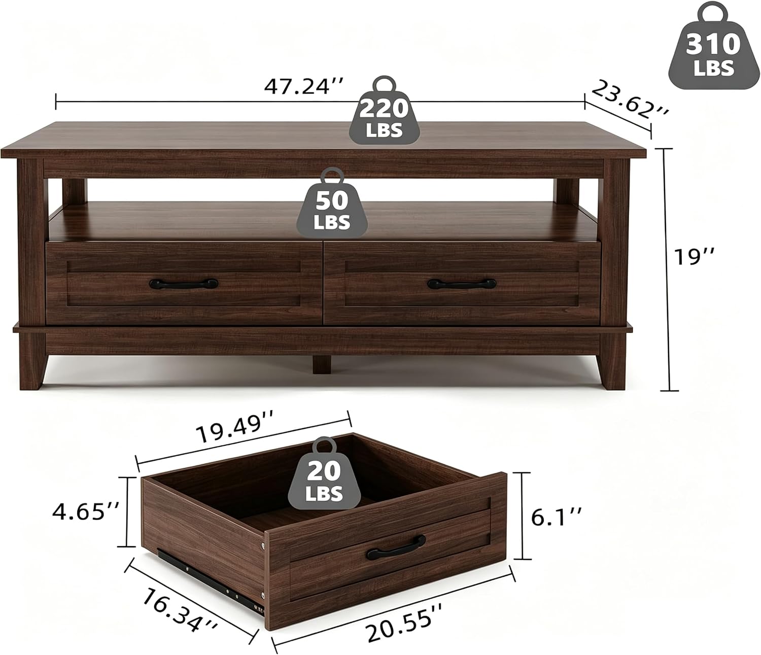 Mesa de Centro Estilo Fazenda  - Coffee Tea Display avaliação e preço